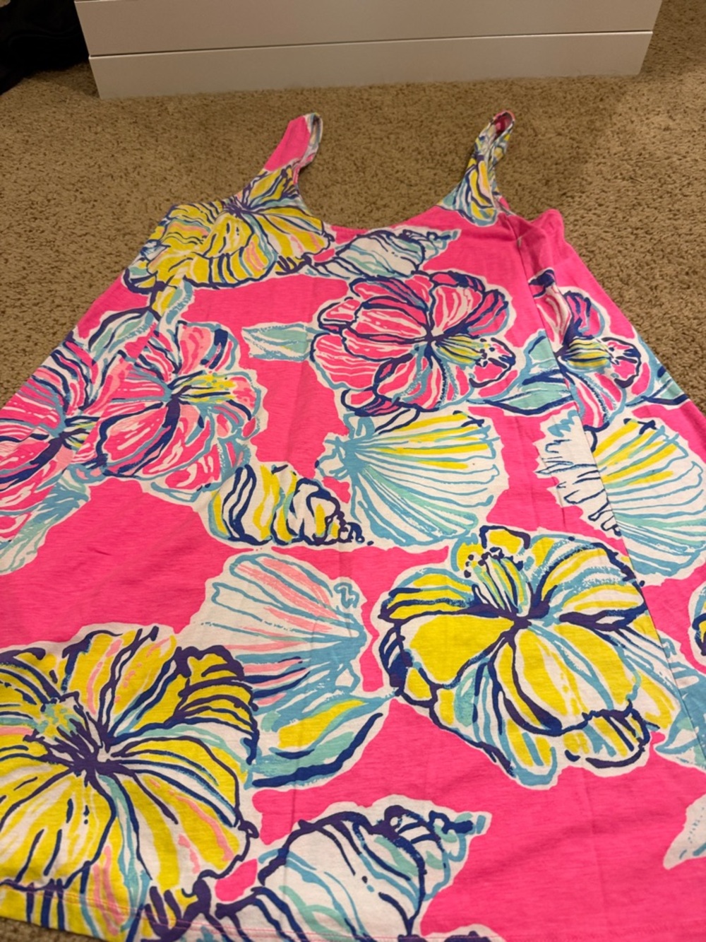 Women’s Lilly Pulitzer Pink Floral Shell-Print Sundress, Large